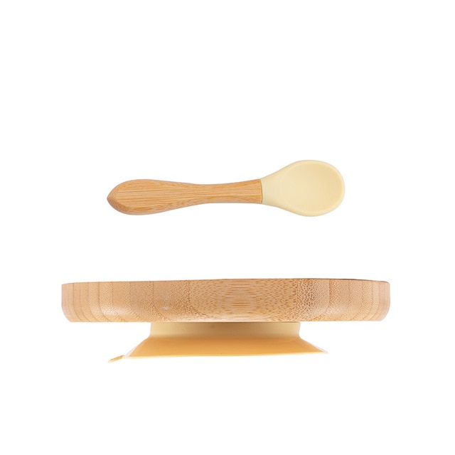 Suction Base Baby Bamboo Plate with Spoon